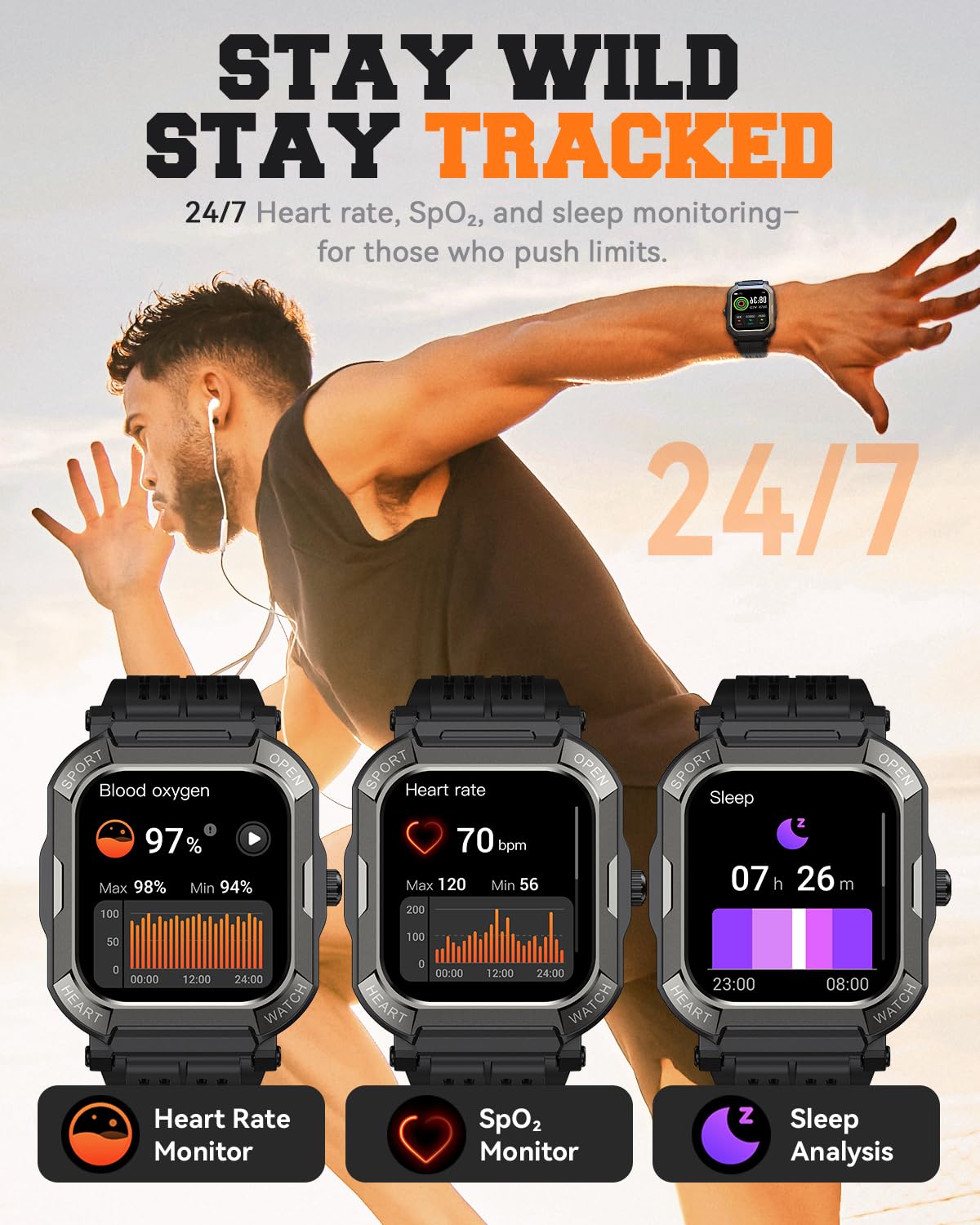 Military Smart Watches For Men (Answer/Make Calls),1.91'' Fitness Smart Watch For Android And Iphone,Ip68 Waterproof Fitness Tra